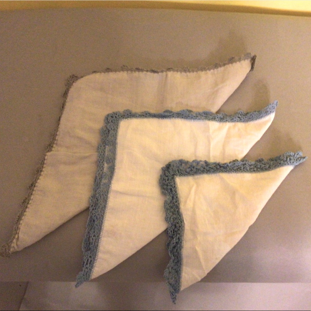 Vintage Bundle of White Laced Handkerchiefs